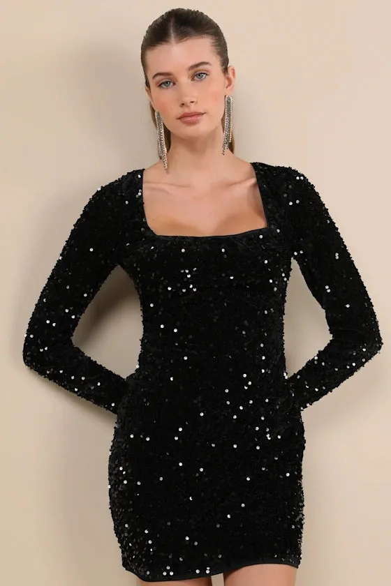 sequin-embellished back cutout mini dress in black Gloria Lanvin