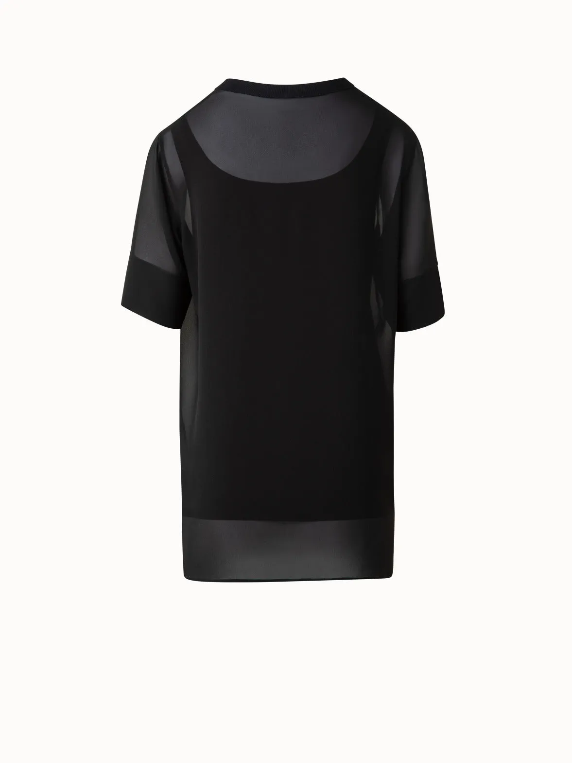 Sheer Short Sleeve Silk Blouse Akris