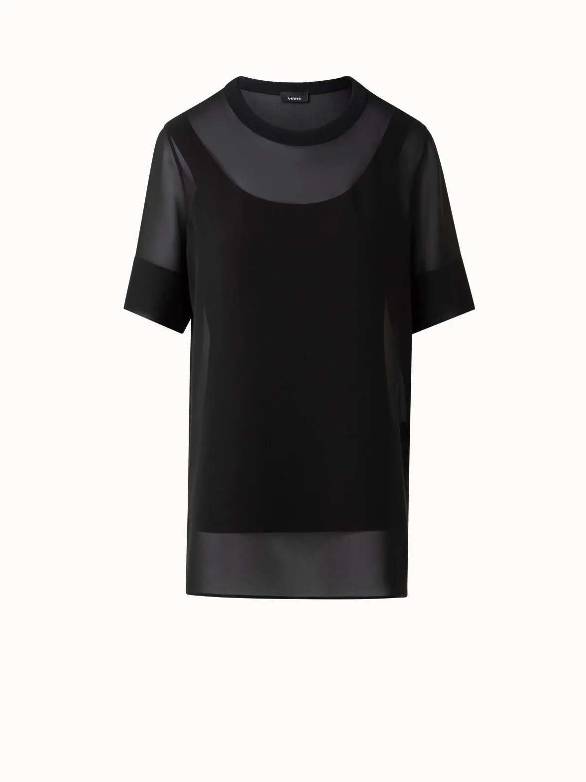 Sheer Short Sleeve Silk Blouse Akris