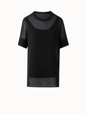 Sheer Short Sleeve Silk Blouse Akris
