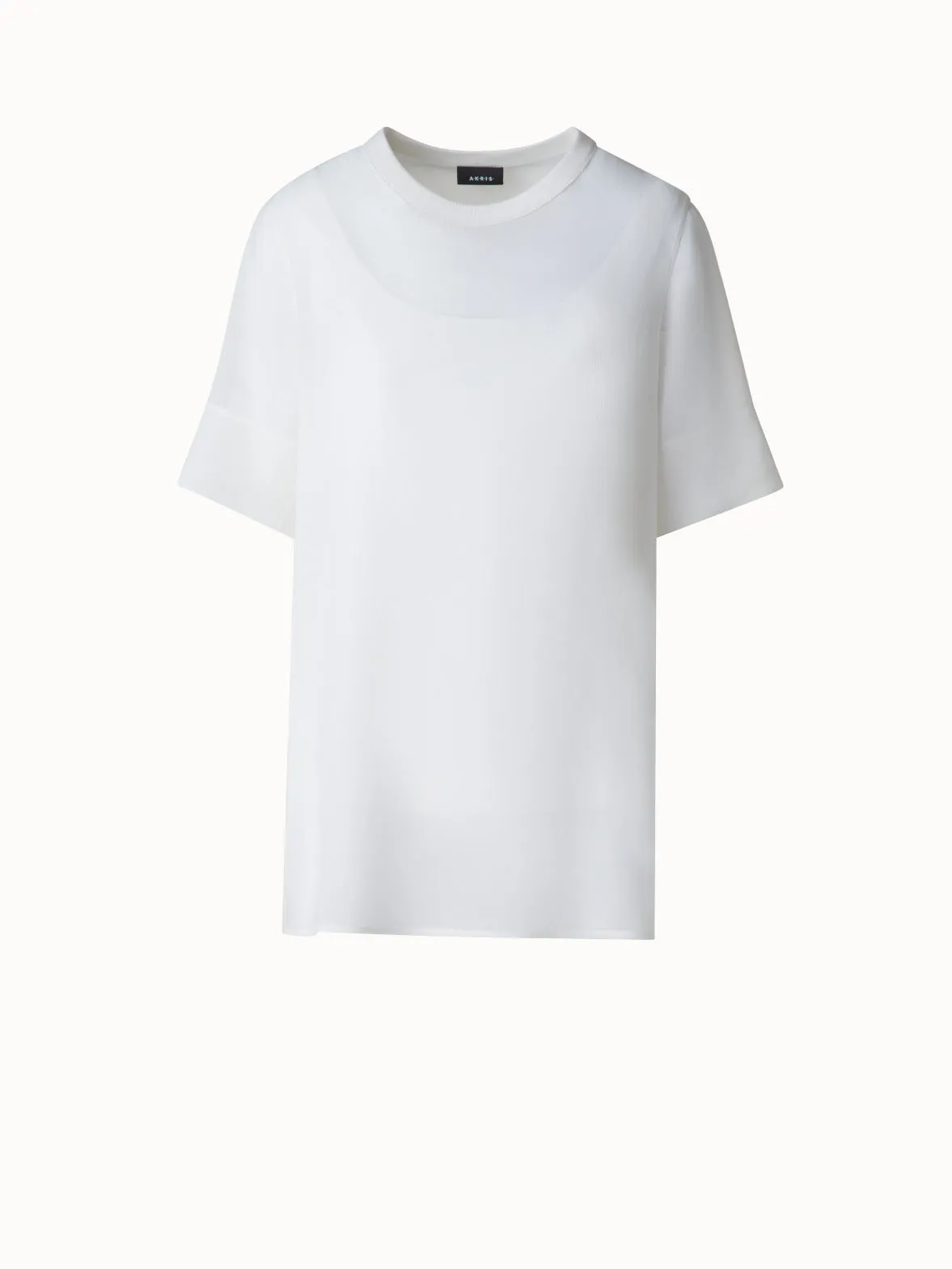Sheer Short Sleeve Silk Blouse Akris