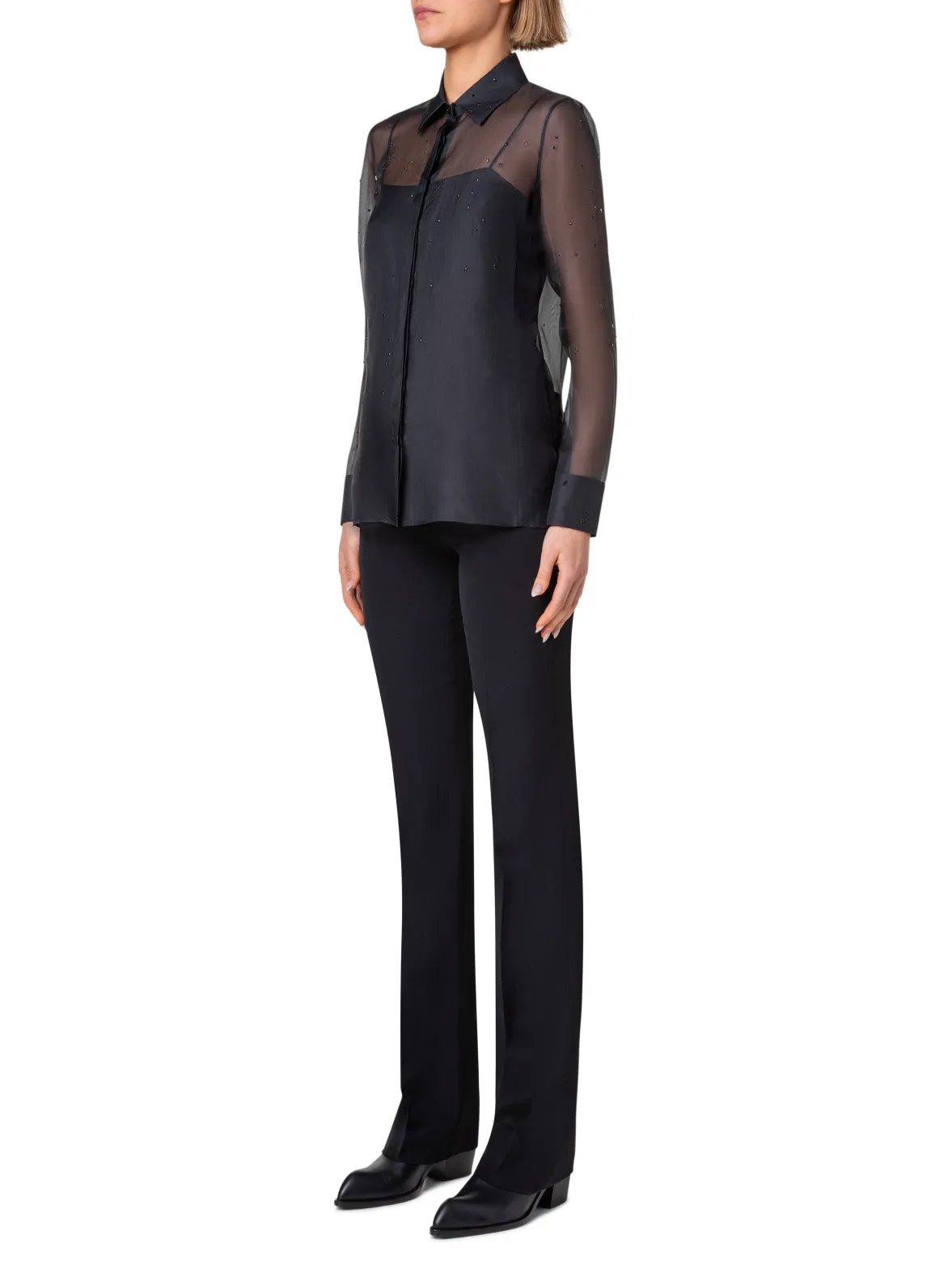 Sheer Silk Blouse with Swarovski Stars Akris