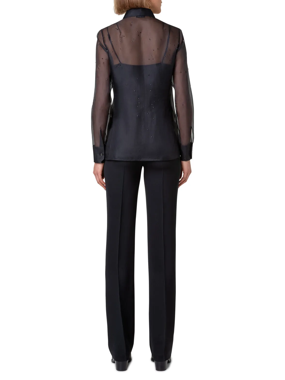 Sheer Silk Blouse with Swarovski Stars Akris