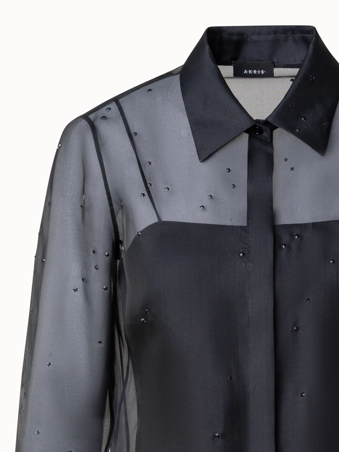 Sheer Silk Blouse with Swarovski Stars Akris