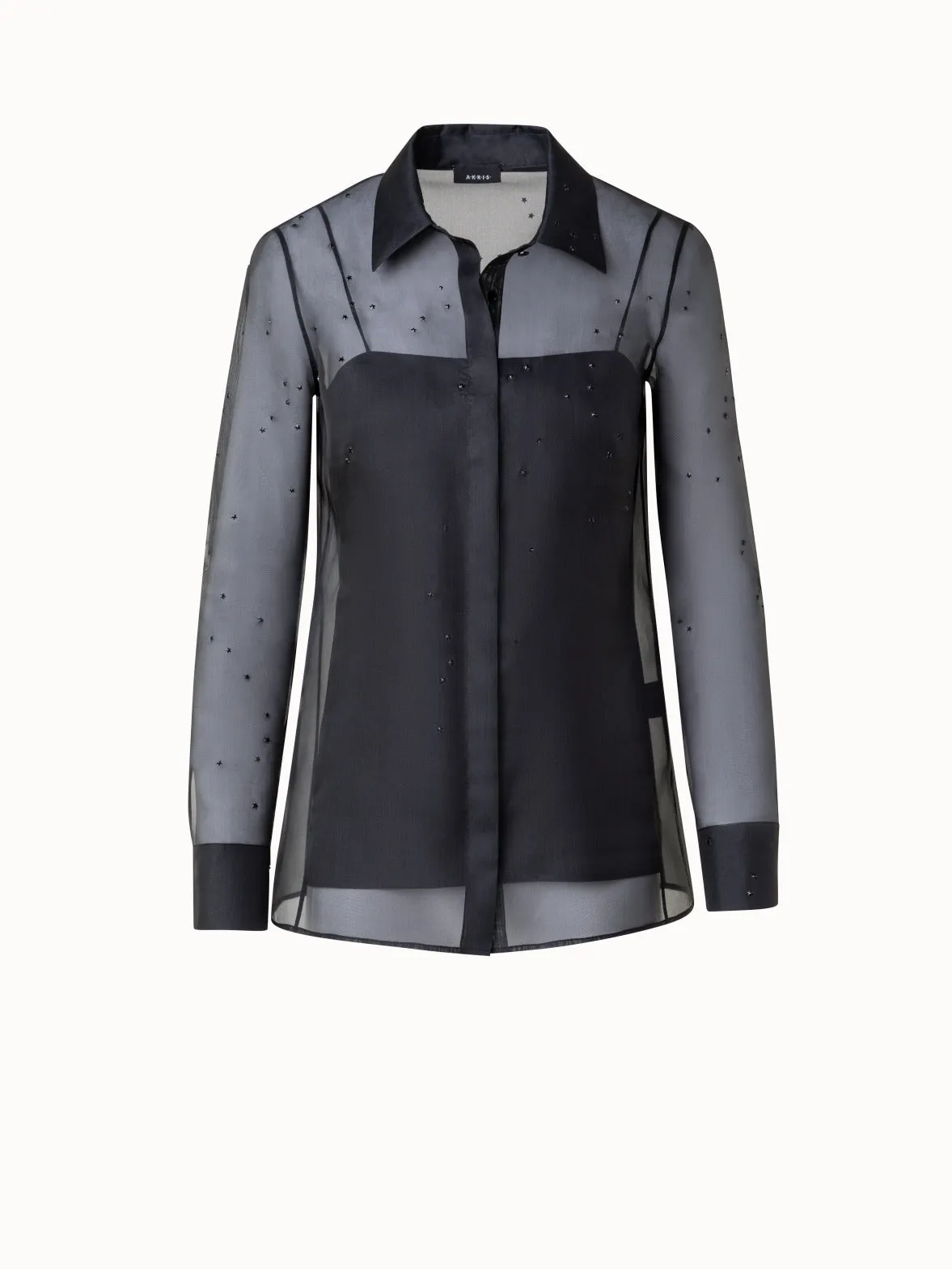 Sheer Silk Blouse with Swarovski Stars Akris
