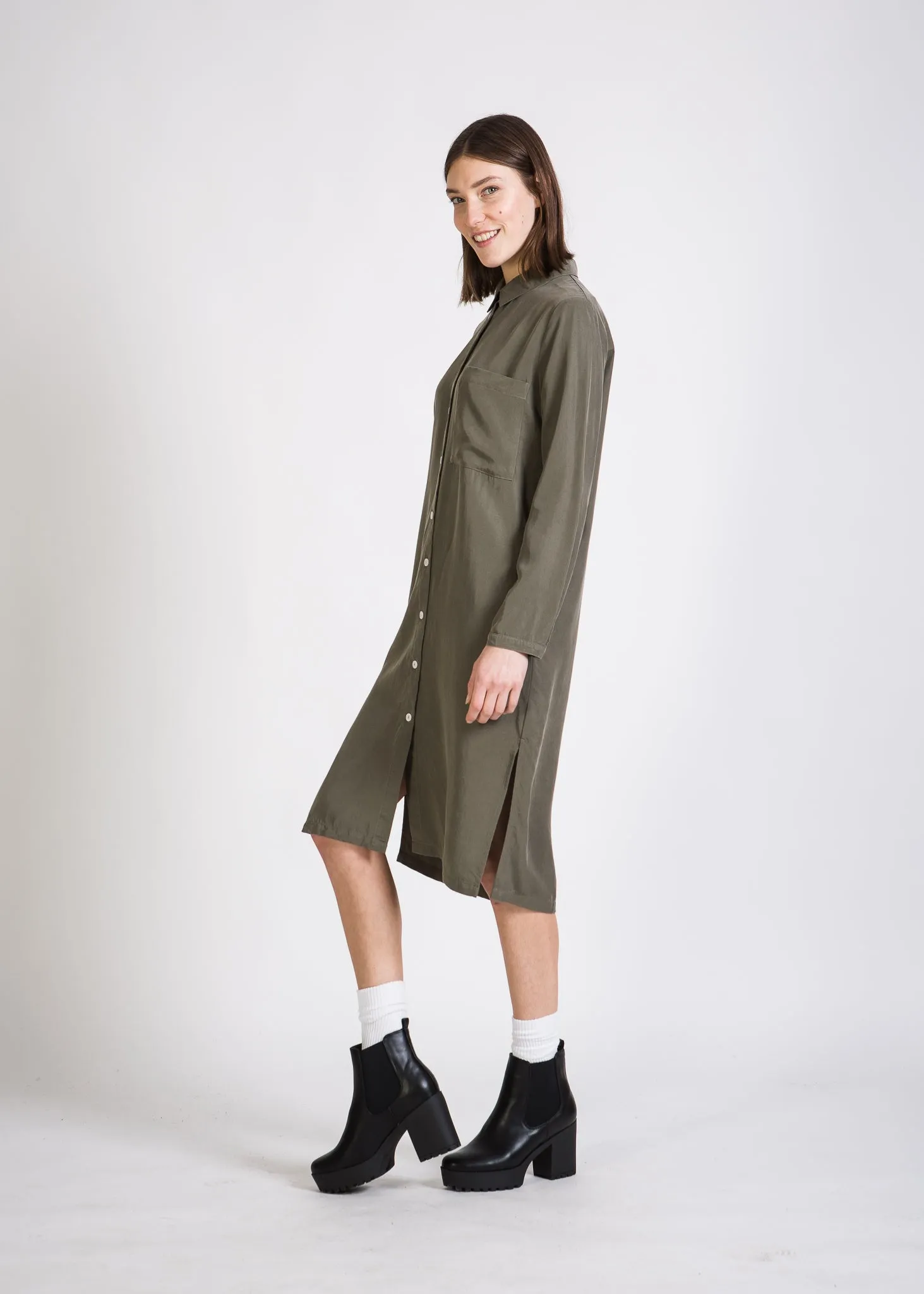 Shirt blouse dress DEMI TENCEL™Lyocell - Olive (Tencel) Givn Berlin