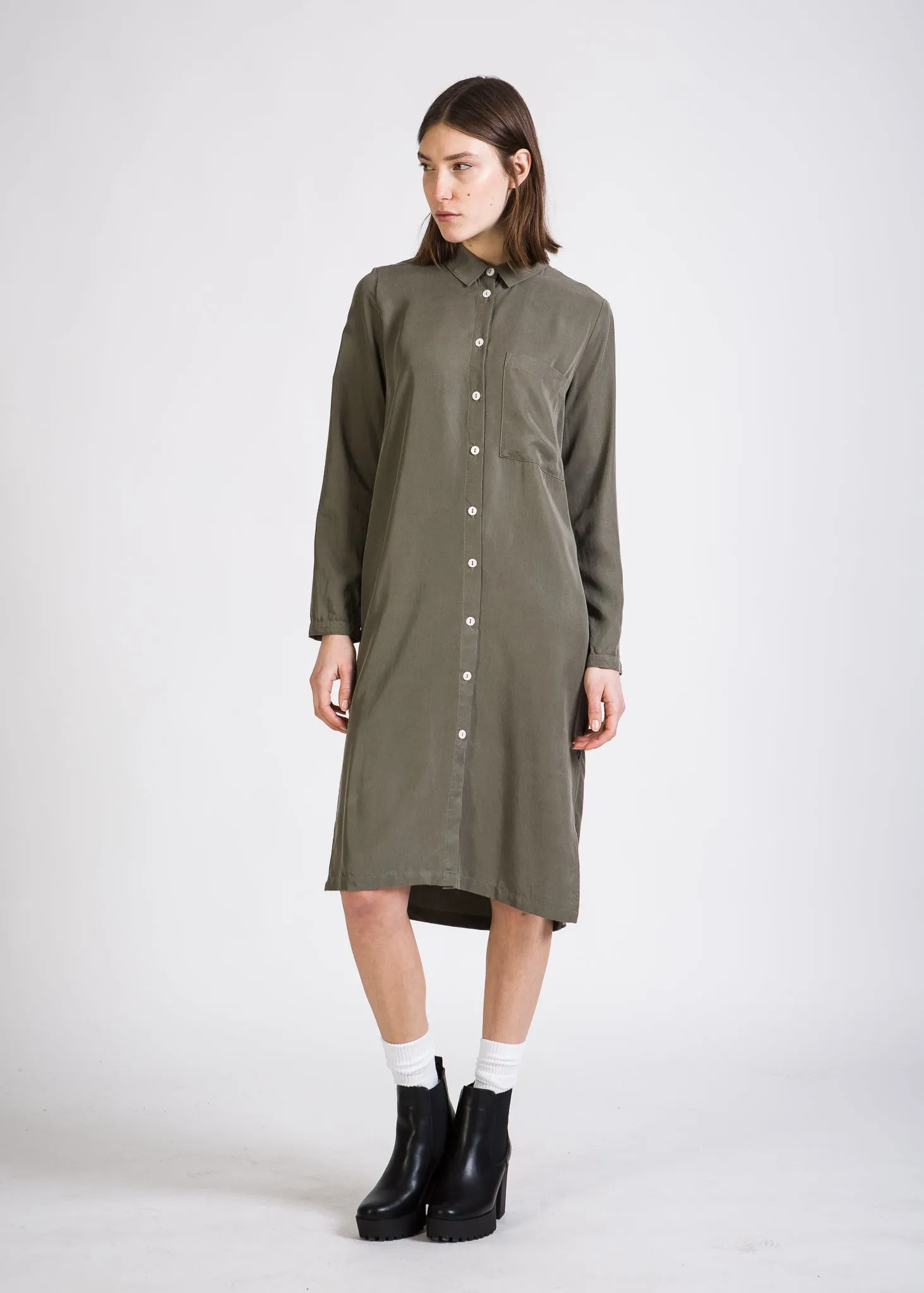 Shirt blouse dress DEMI TENCEL™Lyocell - Olive (Tencel) Givn Berlin