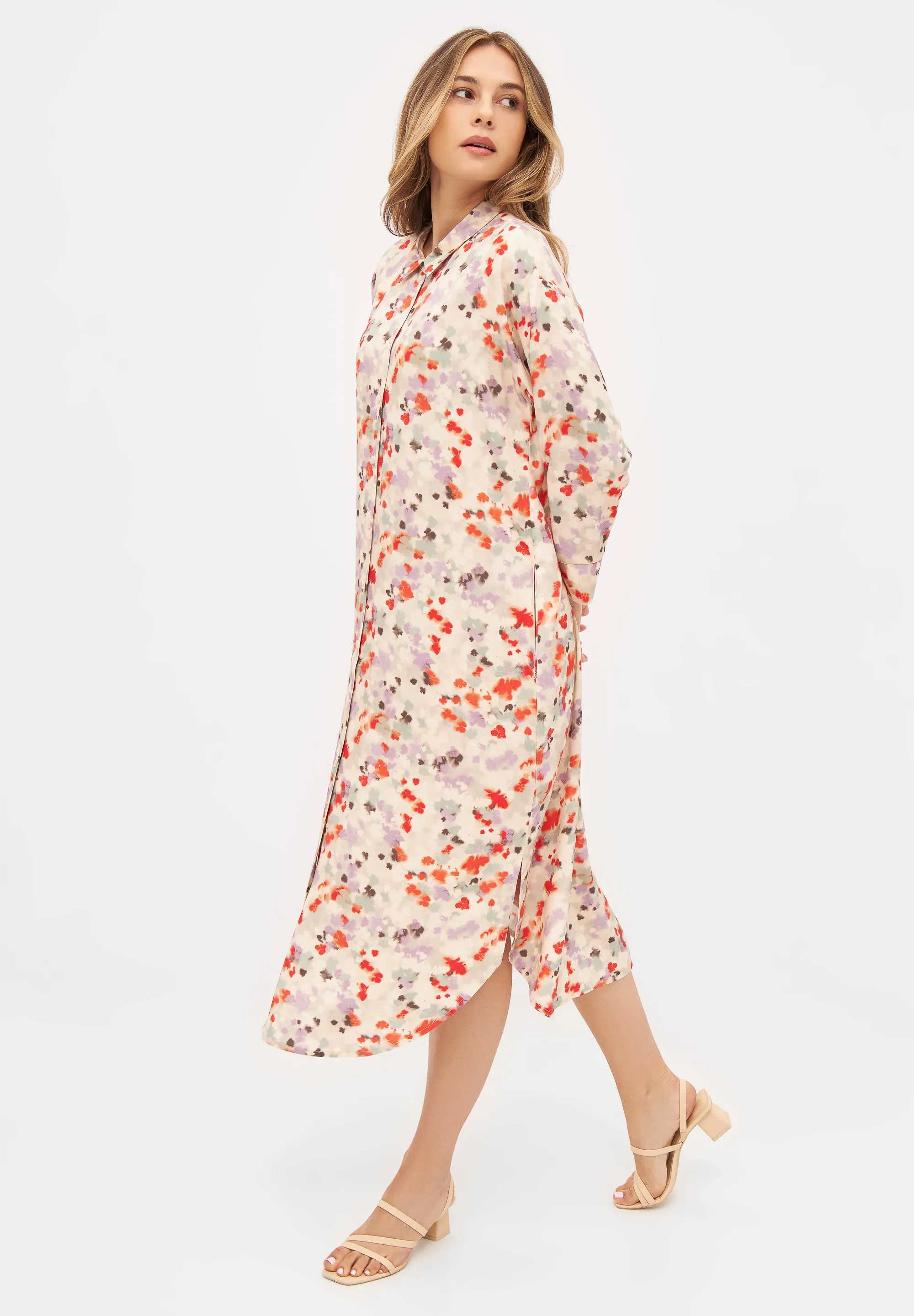 Shirt blouse dress MAGGIE from LENZING™ ECOVERO™ - Lavender / Sage (Flowers) Givn Berlin
