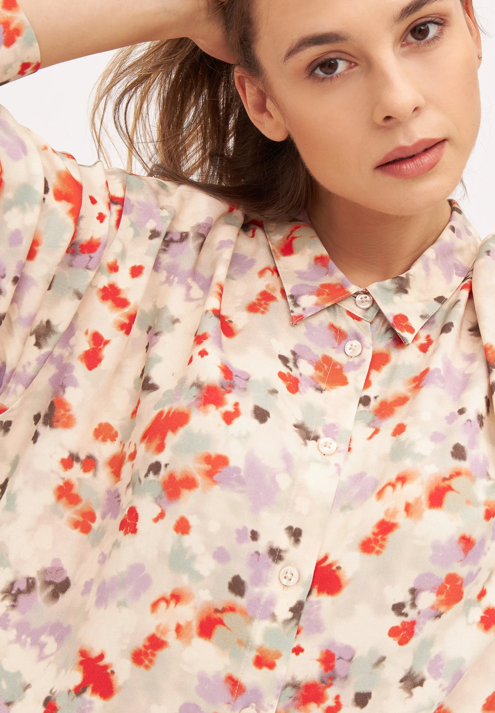 Shirt blouse dress MAGGIE from LENZING™ ECOVERO™ - Lavender / Sage (Flowers) Givn Berlin