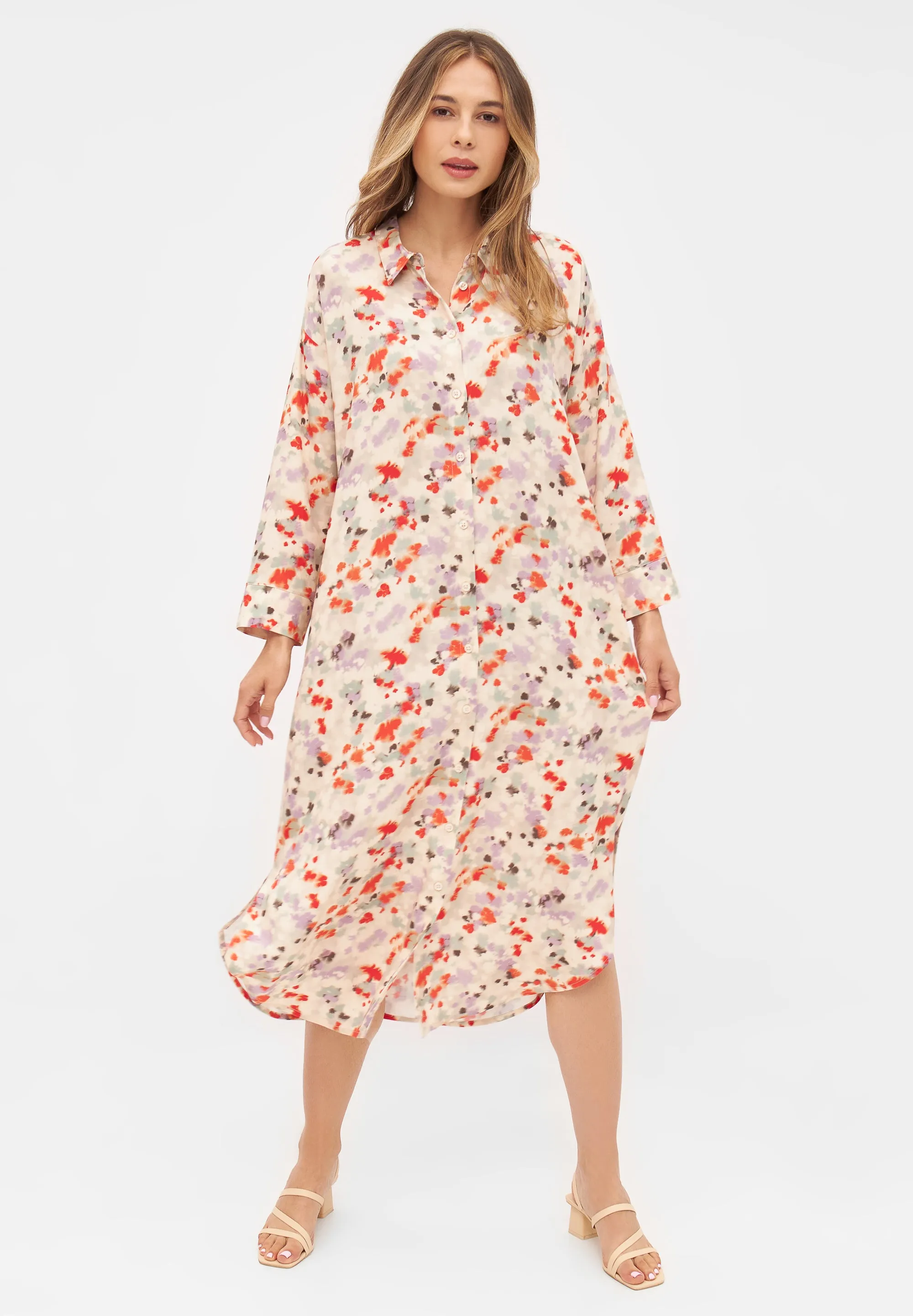 Shirt blouse dress MAGGIE from LENZING™ ECOVERO™ - Lavender / Sage (Flowers) Givn Berlin