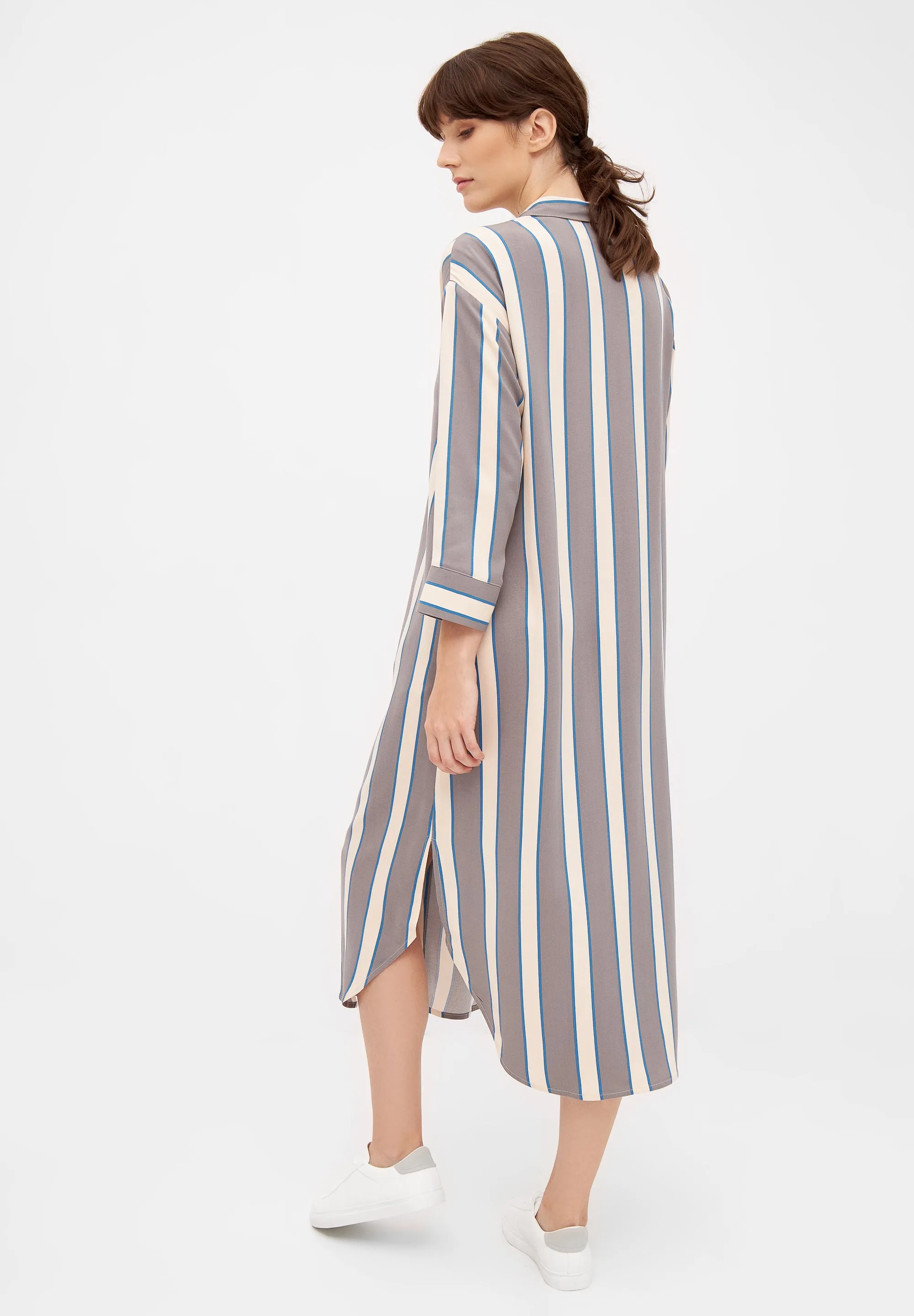 Shirt blouse dress MAGGIE from LENZING™ ECOVERO™ - Off White / Grey (Stripes) Givn Berlin