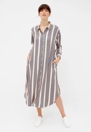 Shirt blouse dress MAGGIE from LENZING™ ECOVERO™ - Off White / Grey (Stripes) Givn Berlin