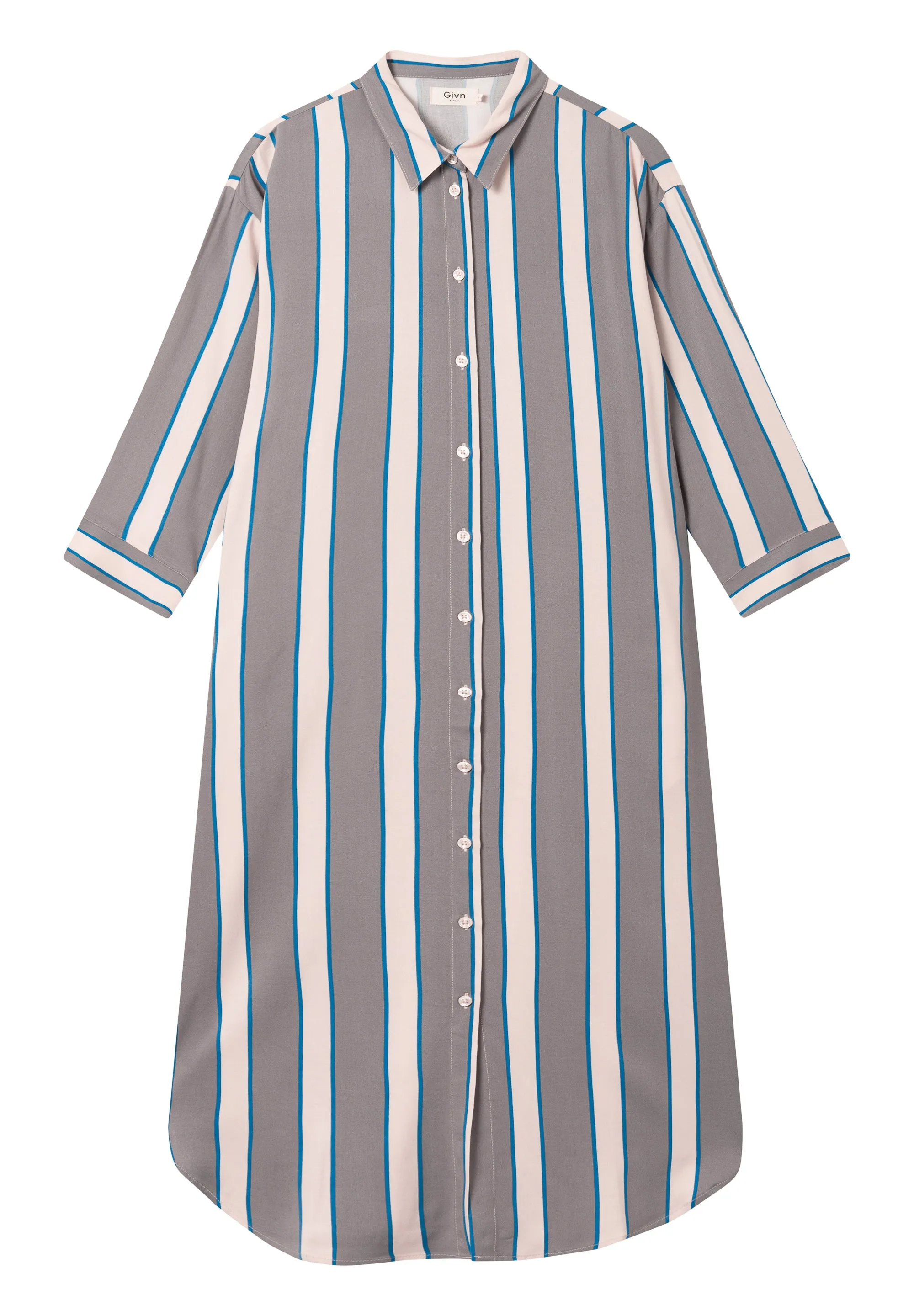 Shirt blouse dress MAGGIE from LENZING™ ECOVERO™ - Off White / Grey (Stripes) Givn Berlin