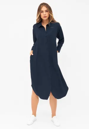 Shirtdress MAGGIE in TENCEL™ REFIBRA™ Lyocell - Midnight Blue (Refibra) Givn Berlin