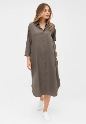 Shirtdress MAGGIE in TENCEL™ REFIBRA™ Lyocell - Taupe (Refibra) Givn Berlin
