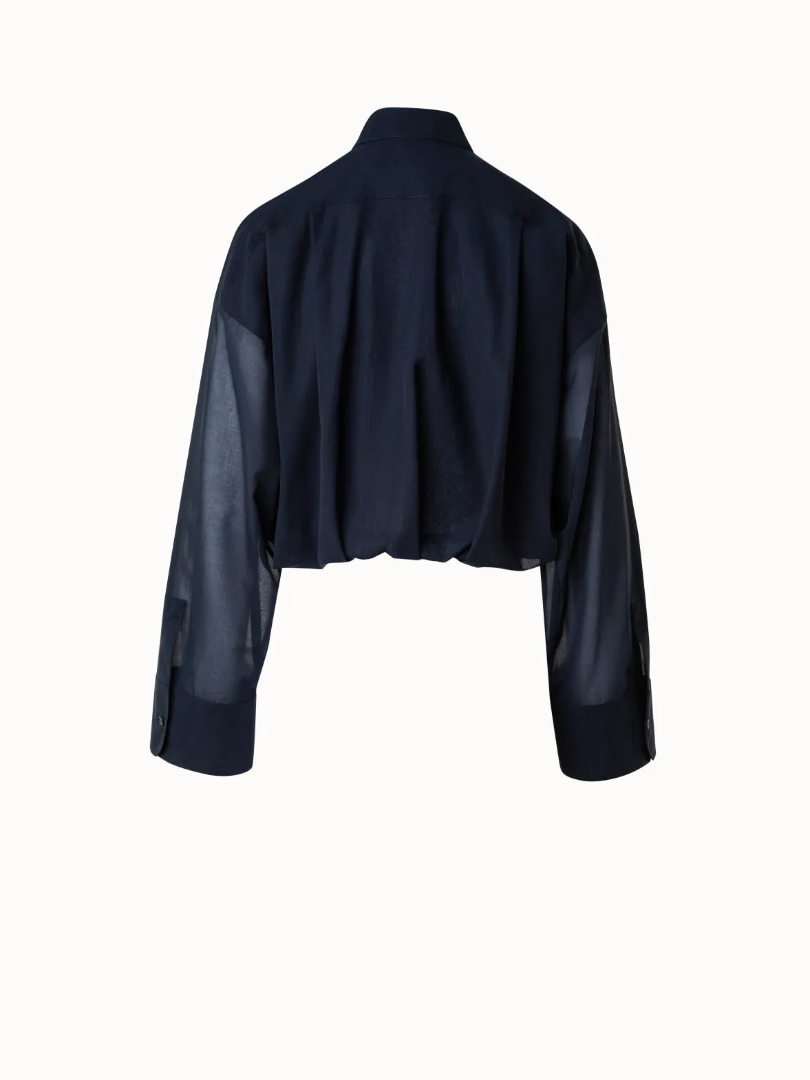 Short Cotton Voile Blouse with Wide Sleeves Akris
