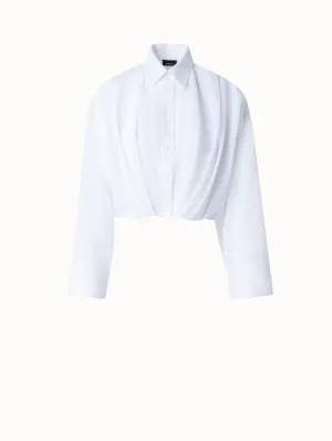 Short Cotton Voile Blouse with Wide Sleeves Akris