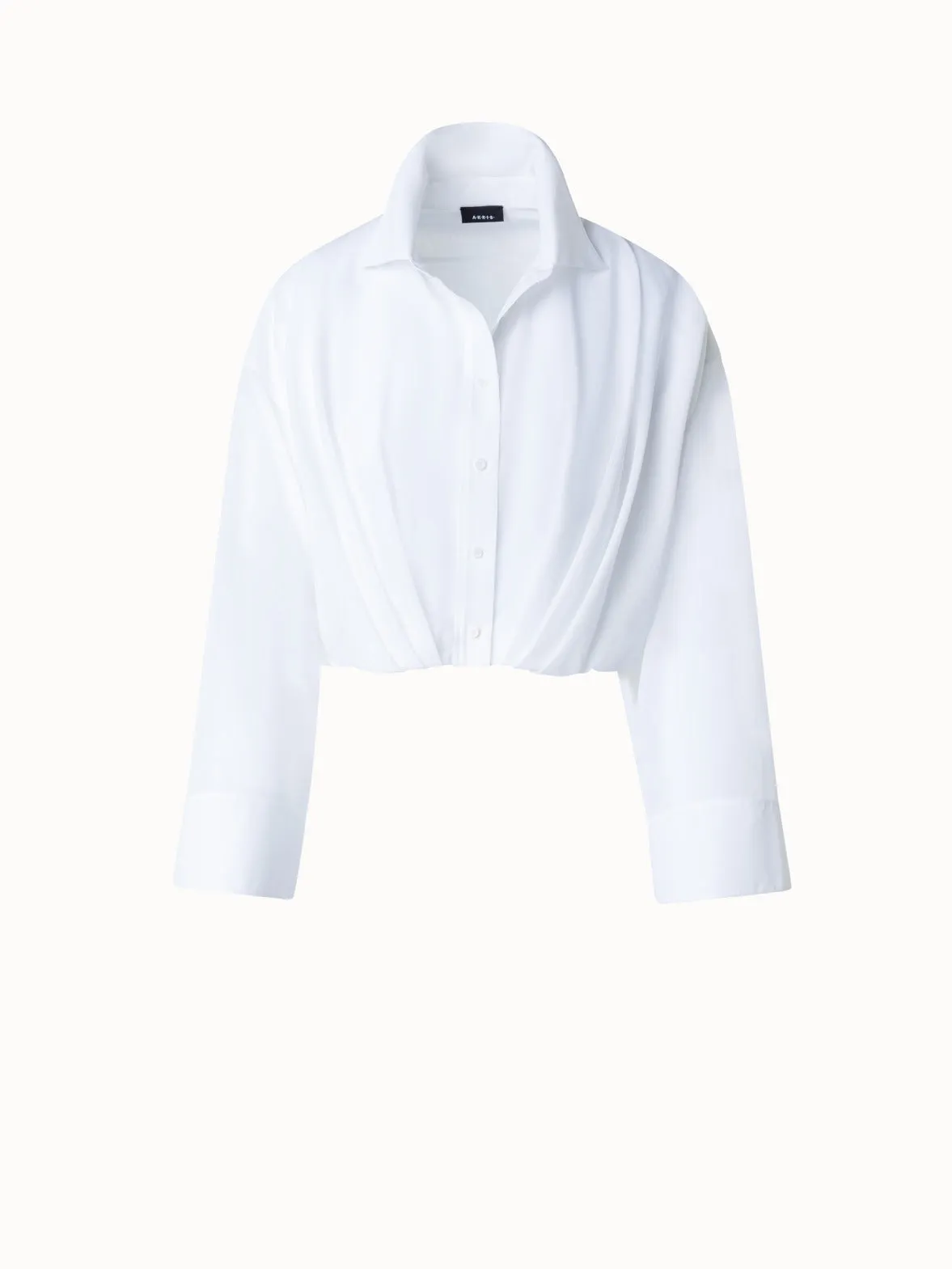 Short Cotton Voile Blouse with Wide Sleeves Akris