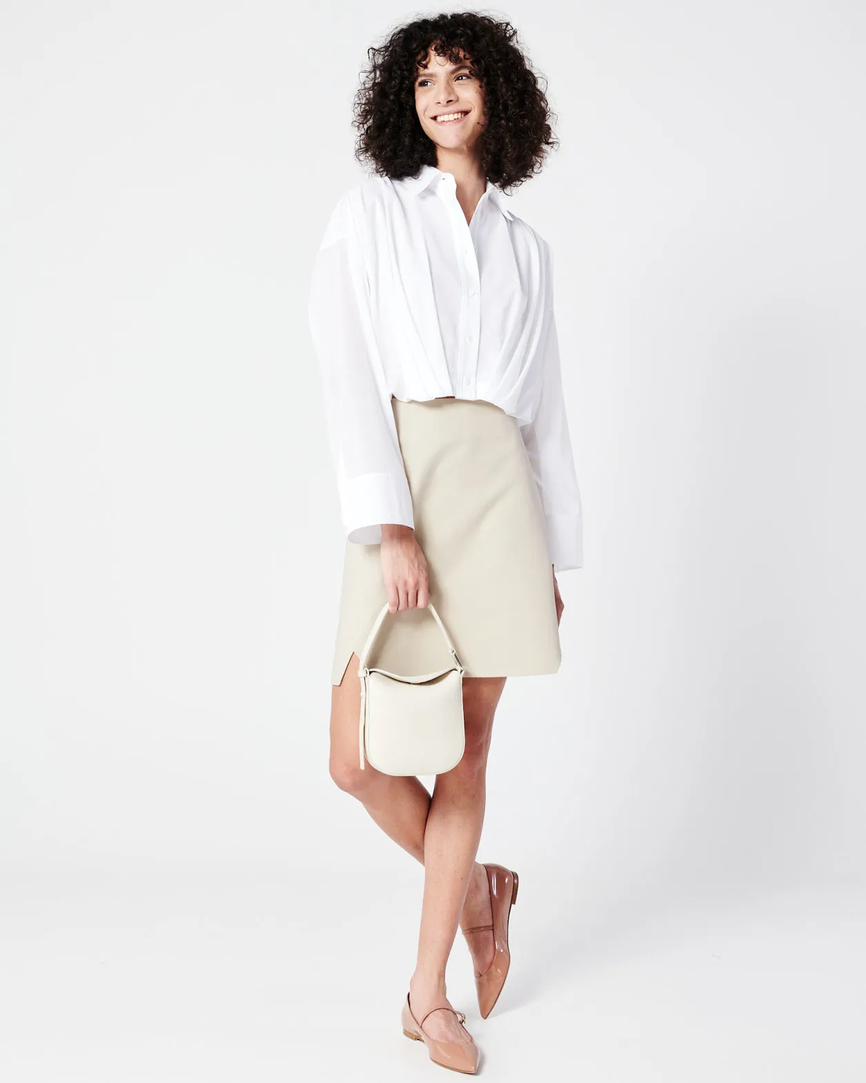 Short Cotton Voile Blouse with Wide Sleeves Akris