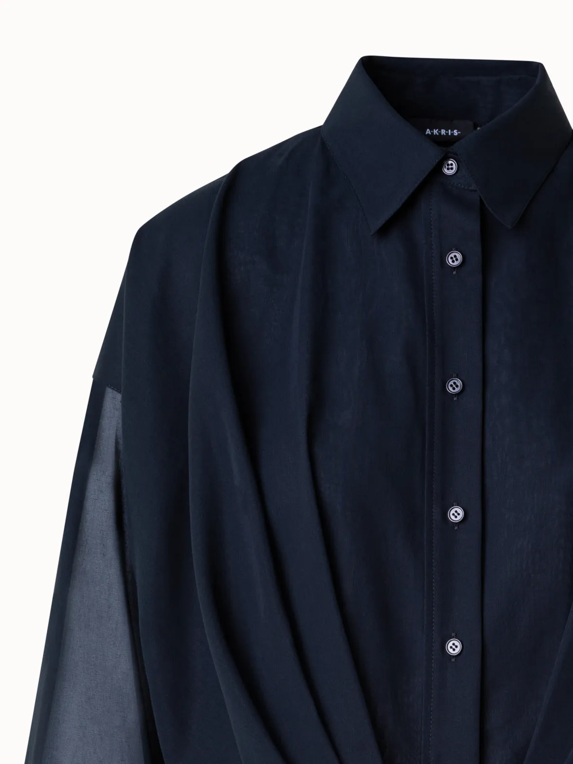 Short Cotton Voile Blouse with Wide Sleeves Akris
