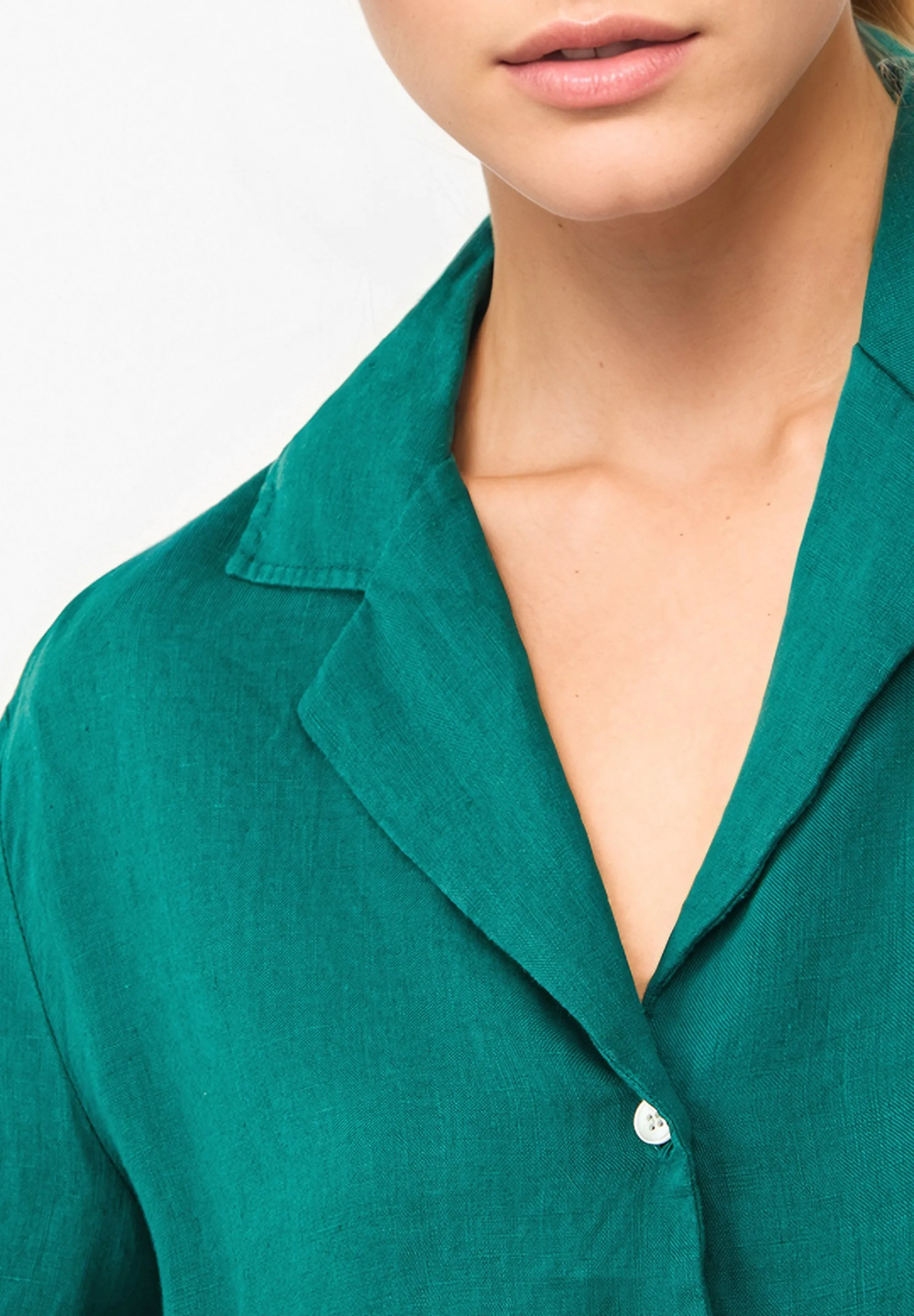 Short sleeve blouse GBCAROL cropped in linen - Malachite Green (Linen) Givn Berlin