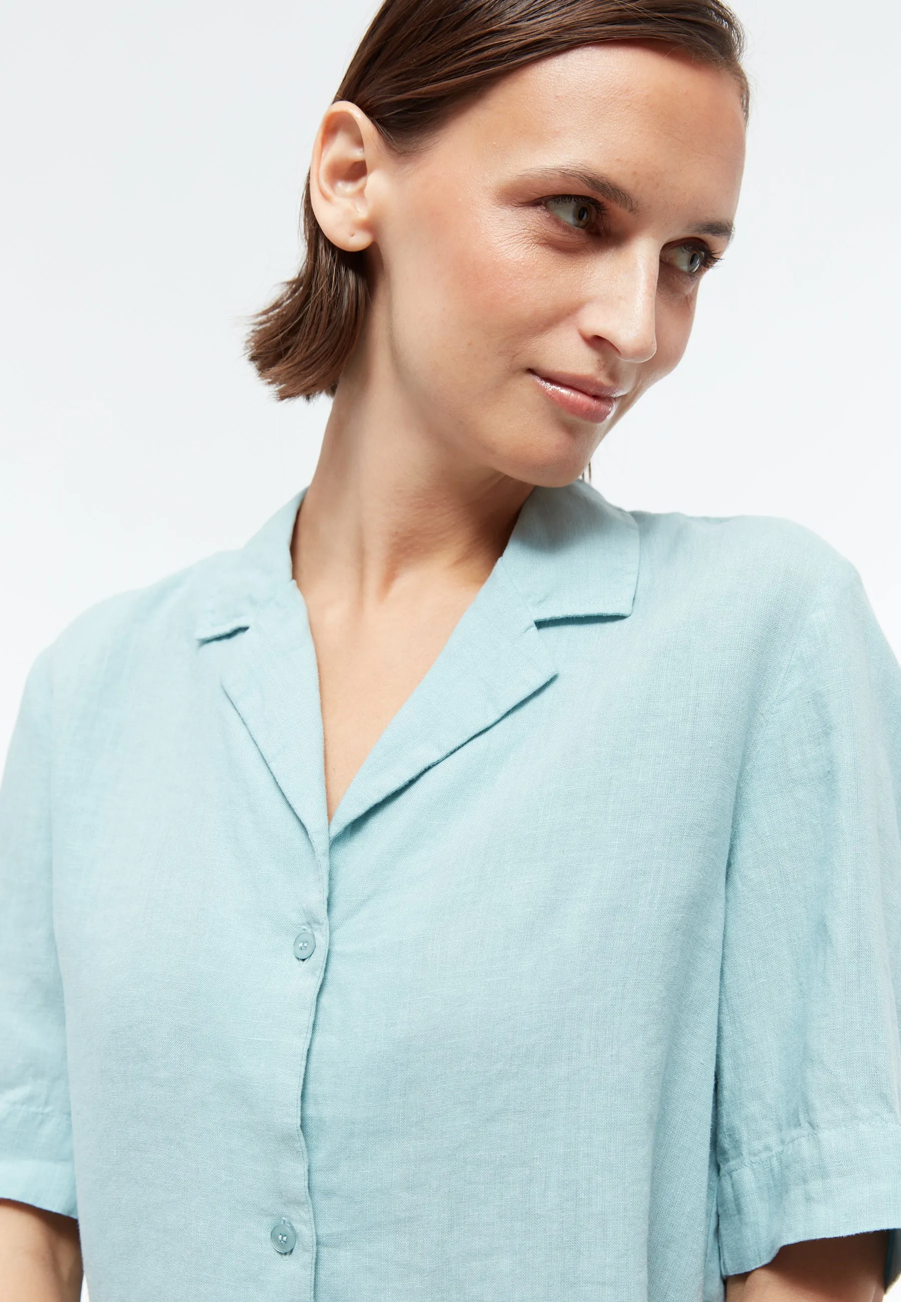 Short sleeve blouse GBCAROL relaxed in linen - Irish Mint (Linen) Givn Berlin