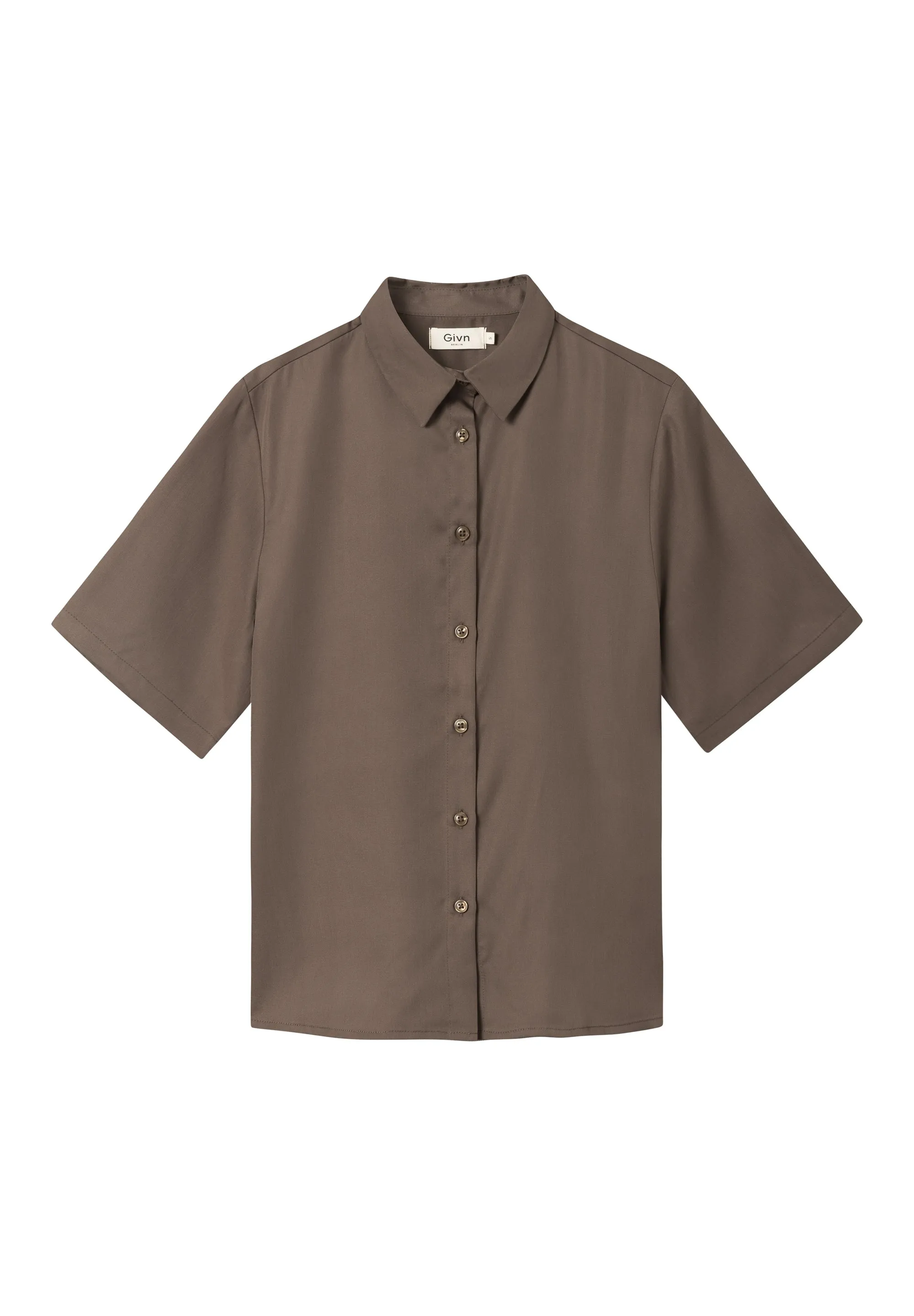 Short sleeve blouse STINE in TENCEL™ REFIBRA™ Lyocell - Taupe (Refibra) Givn Berlin