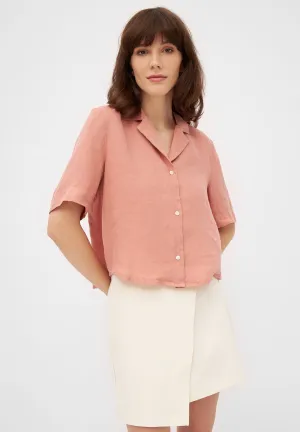 Short sleeve linen blouse CAROL - Desert Peach (Linen) Givn Berlin