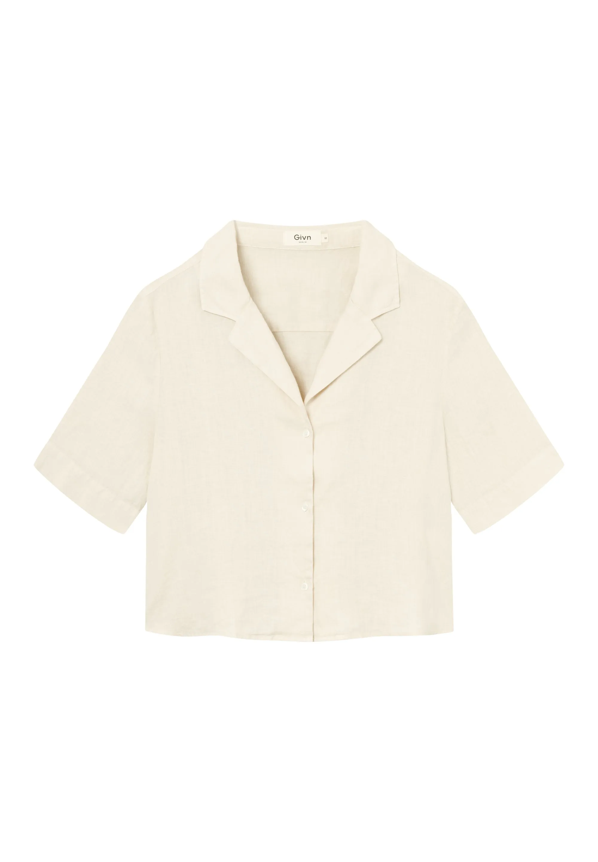 Short-sleeved blouse GBCAROL cropped in linen - Beige (Linen) Givn Berlin