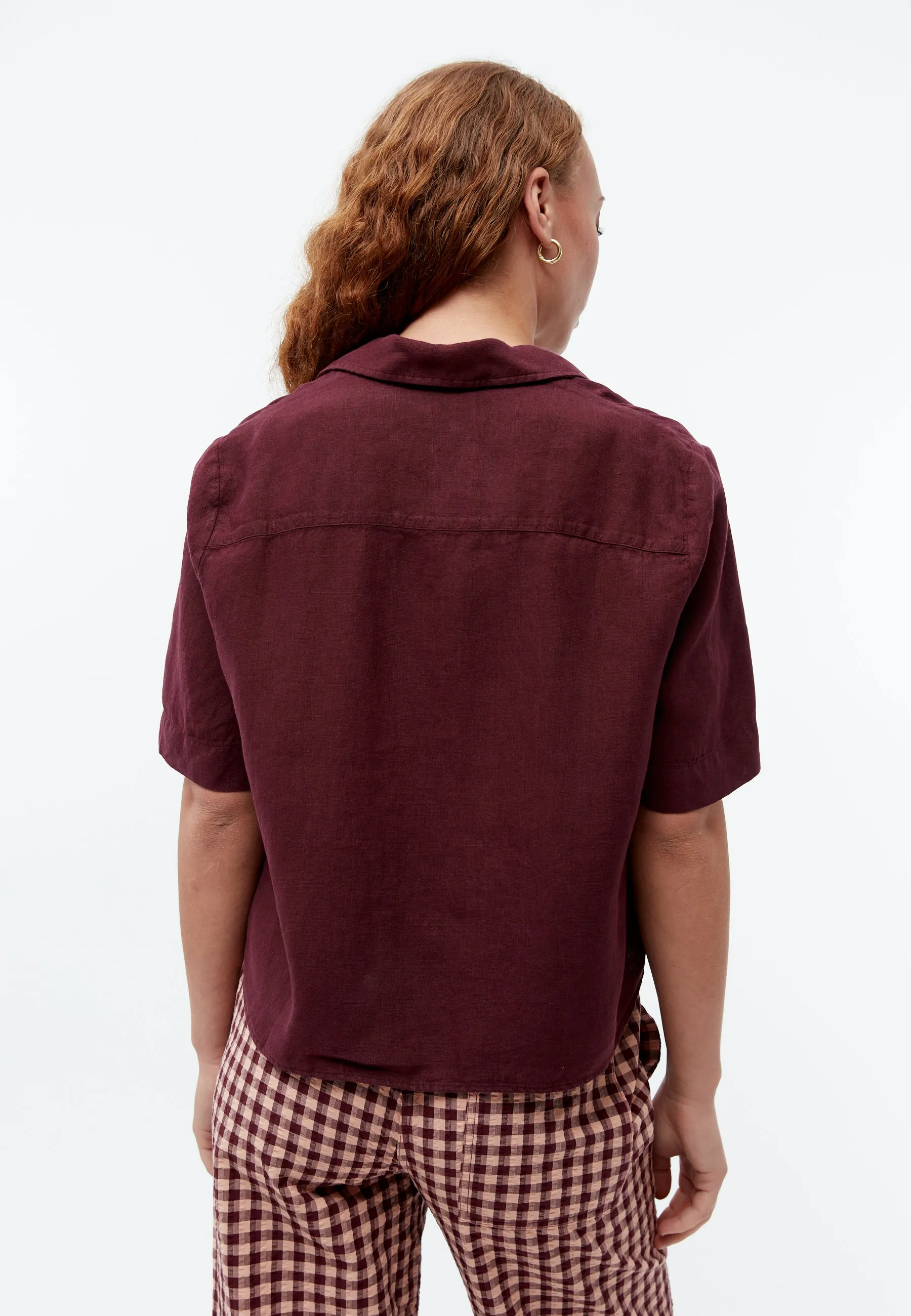 Short-sleeved blouse GBCAROL relaxed in linen - Burgundy (Linen) Givn Berlin