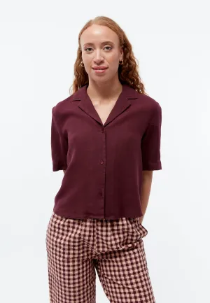 Short-sleeved blouse GBCAROL relaxed in linen - Burgundy (Linen) Givn Berlin