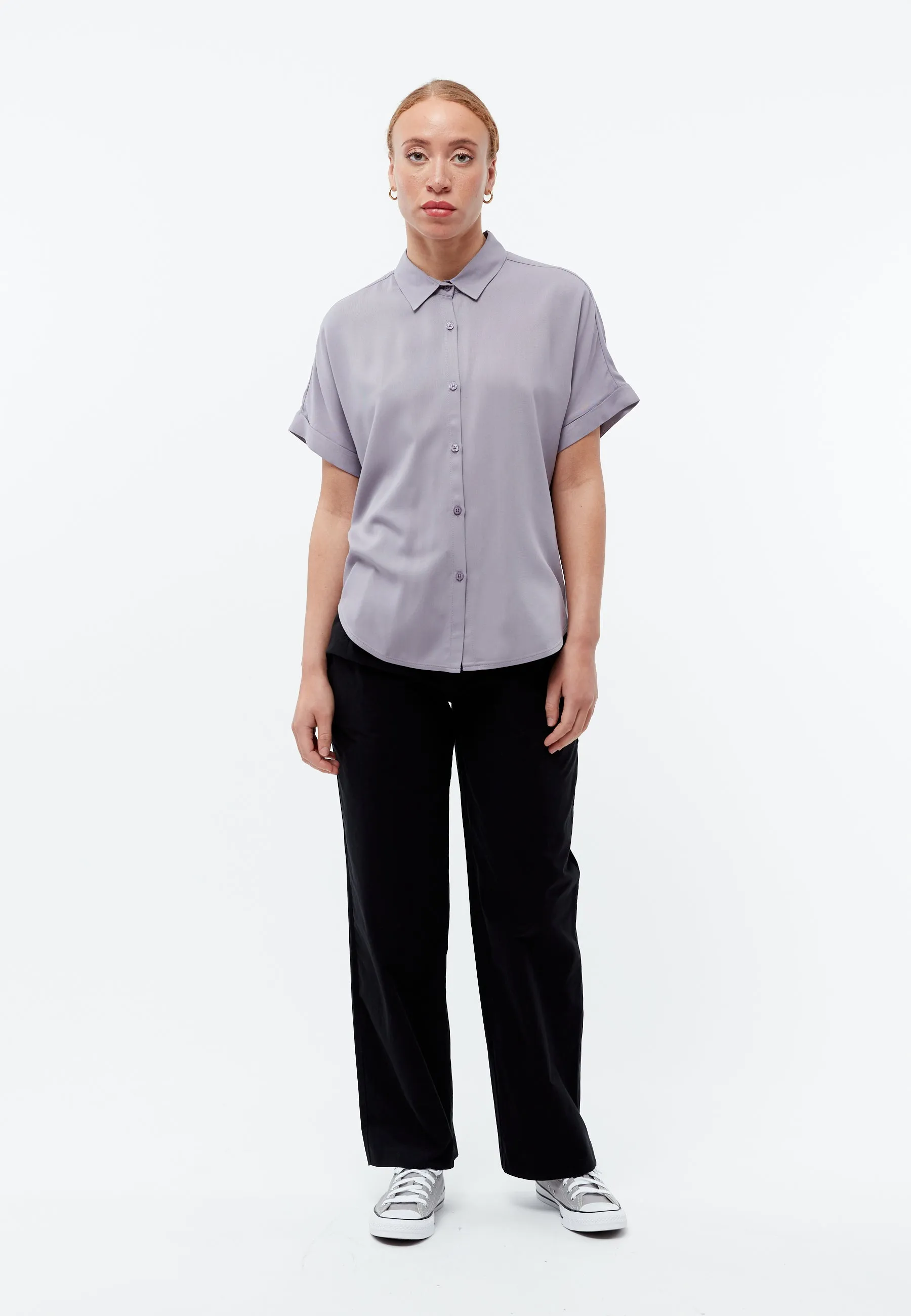 Short-sleeved blouse GBSARAH from LENZING™ ECOVERO™ - Lilac Grey Givn Berlin