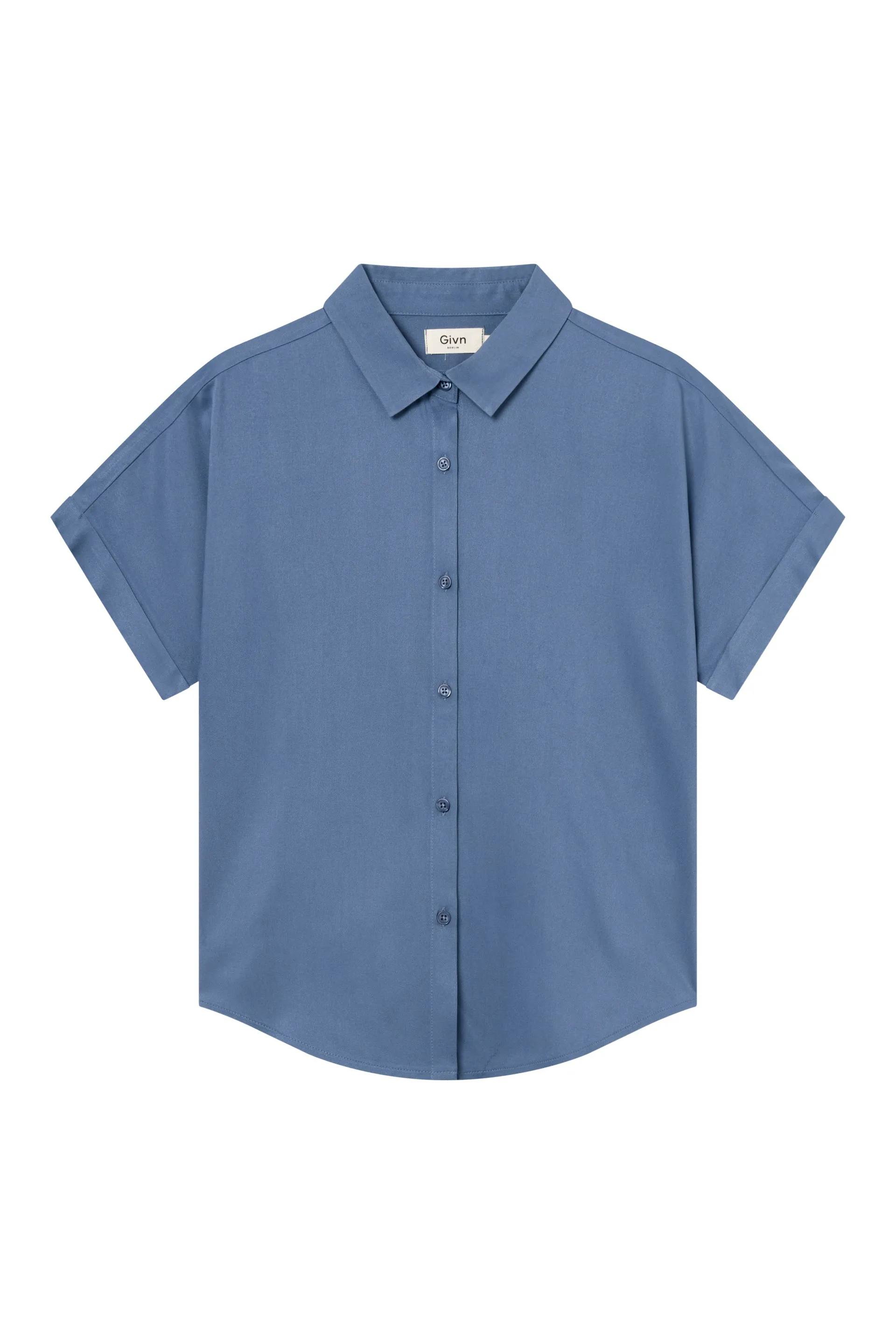 Short-sleeved blouse GBSARAH relaxed fit from LENZING™ ECOVERO™ - Steel Blue Givn Berlin