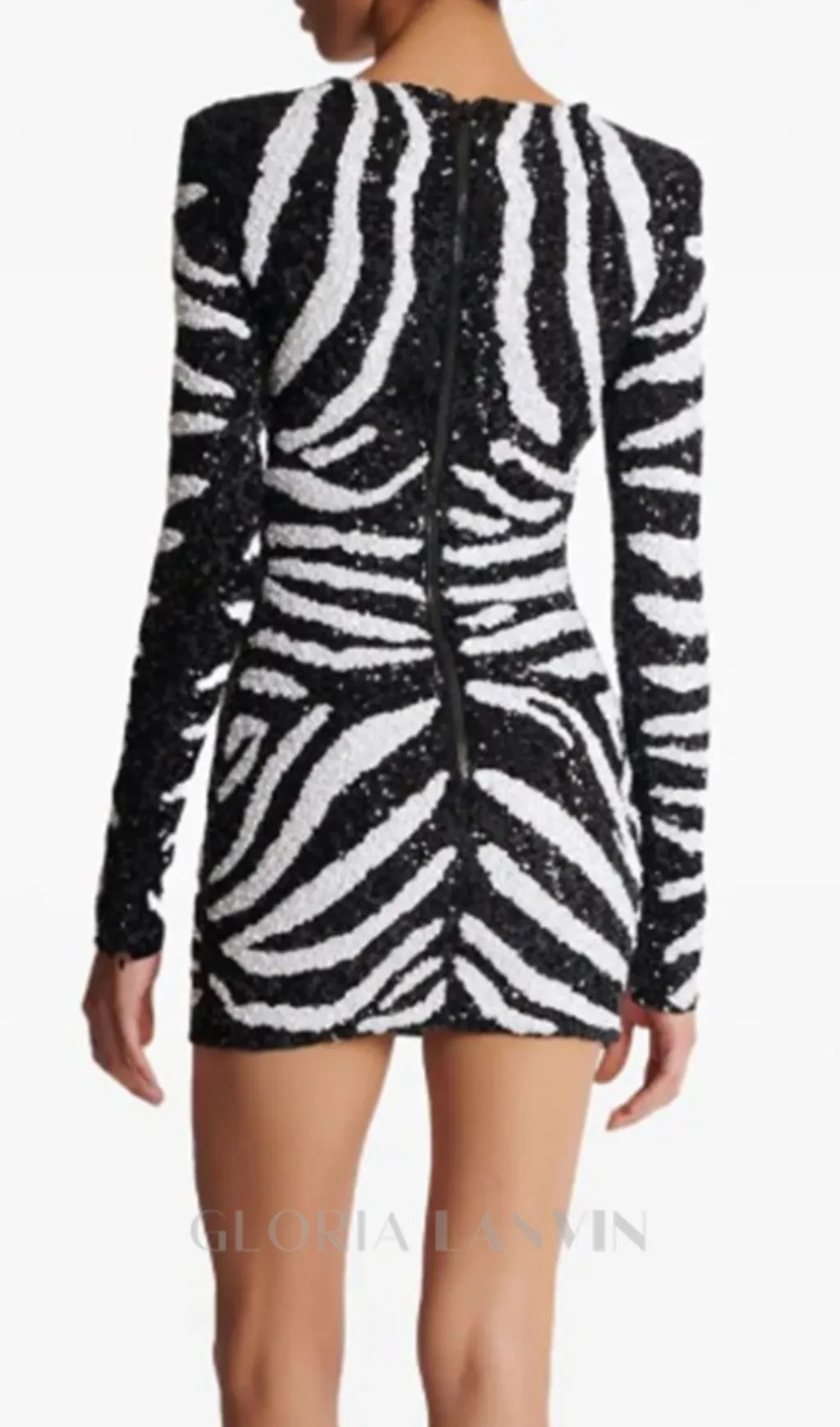 Short two-tone zebra sequin mini dress Gloria Lanvin