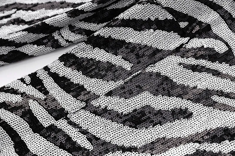 Short two-tone zebra sequin mini dress Gloria Lanvin