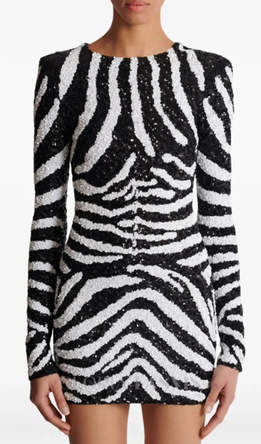 Short two-tone zebra sequin mini dress Gloria Lanvin