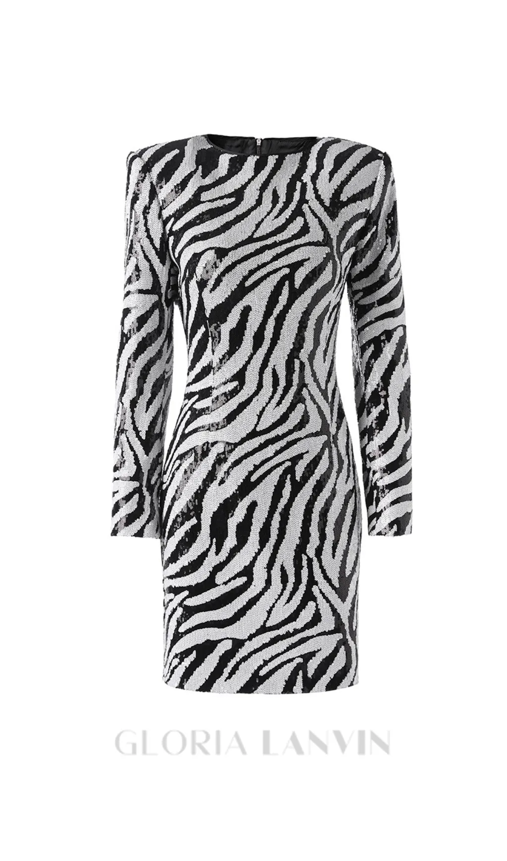 Short two-tone zebra sequin mini dress Gloria Lanvin