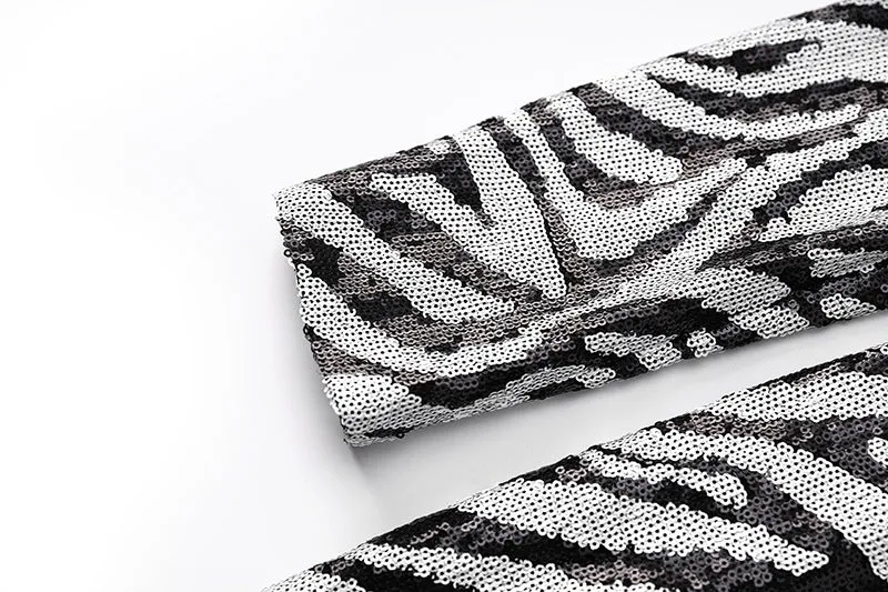 Short two-tone zebra sequin mini dress Gloria Lanvin
