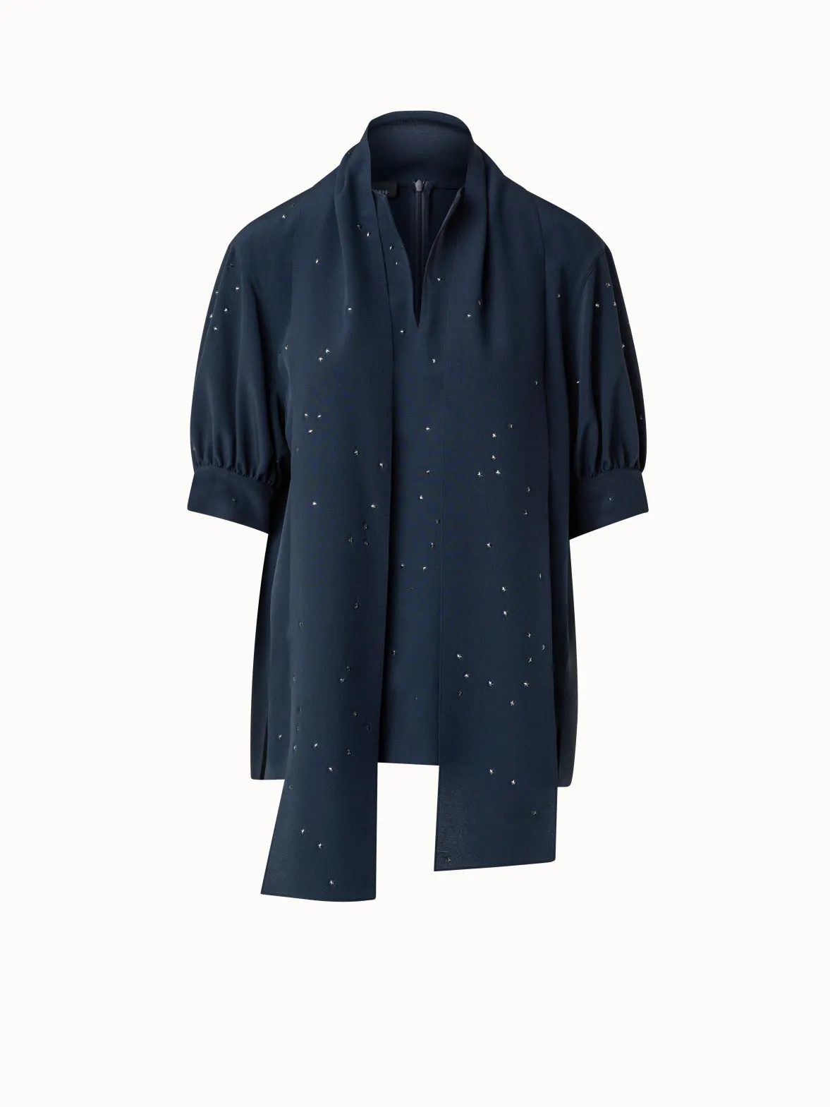 Silk Blouse with Bow and Swarowski Stars Akris