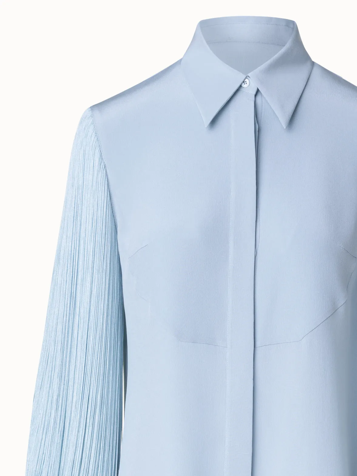Silk Blouse with Fringe Sleeves Akris