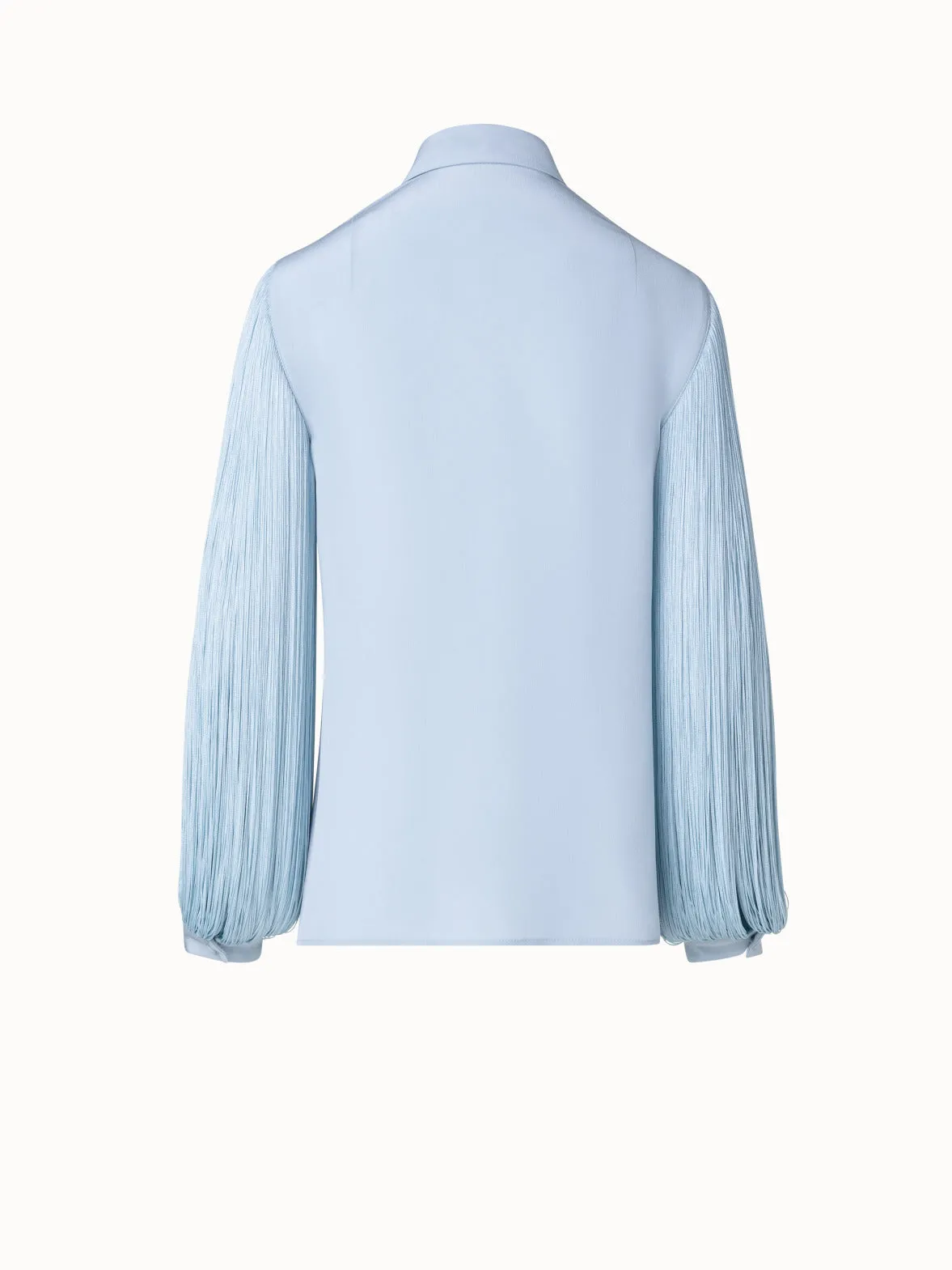 Silk Blouse with Fringe Sleeves Akris