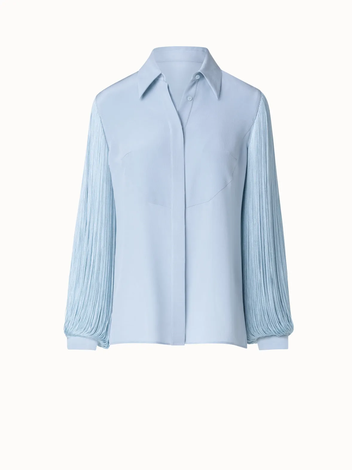 Silk Blouse with Fringe Sleeves Akris