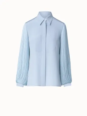 Silk Blouse with Fringe Sleeves Akris