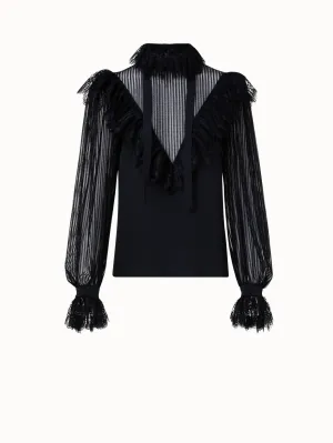 Silk Crêpe and Lace Blouse Akris
