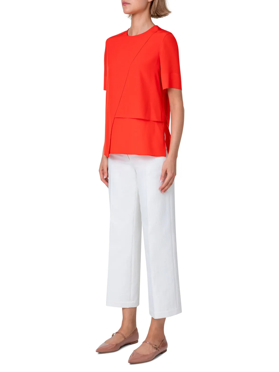 Silk Crêpe Asymmetrical Overlayer Blouse Akris
