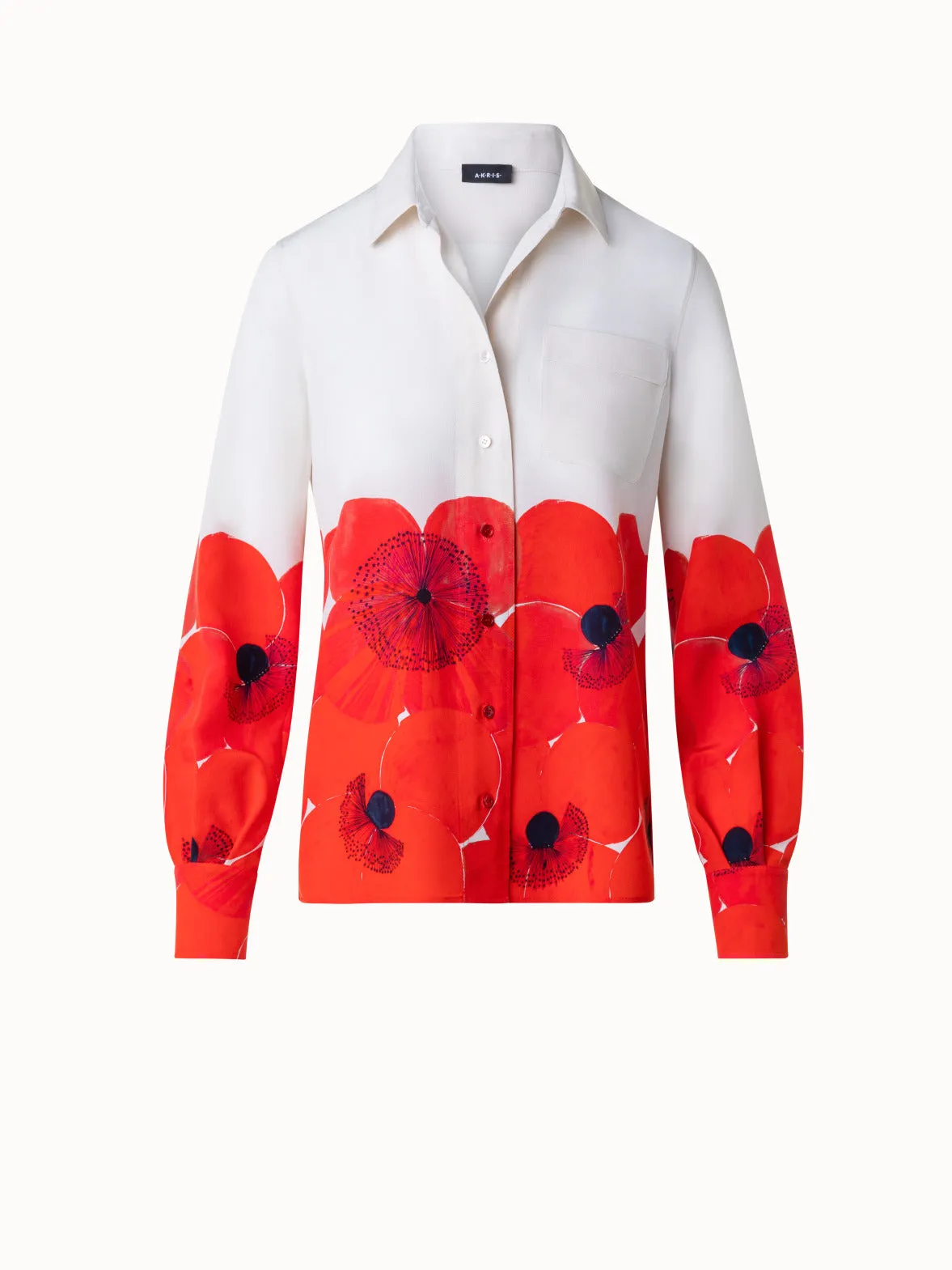 Silk Crêpe Blouse Poppy Print Akris