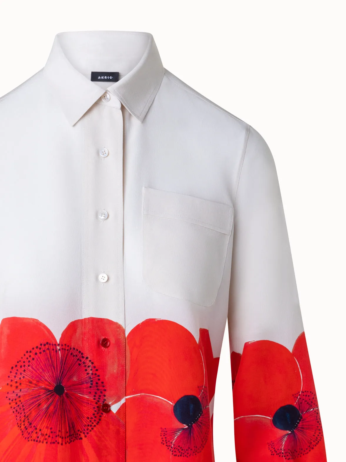 Silk Crêpe Blouse Poppy Print Akris
