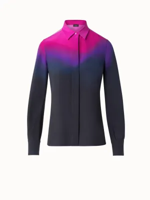 Silk Crêpe Blouse with Alta Magenta Print Akris