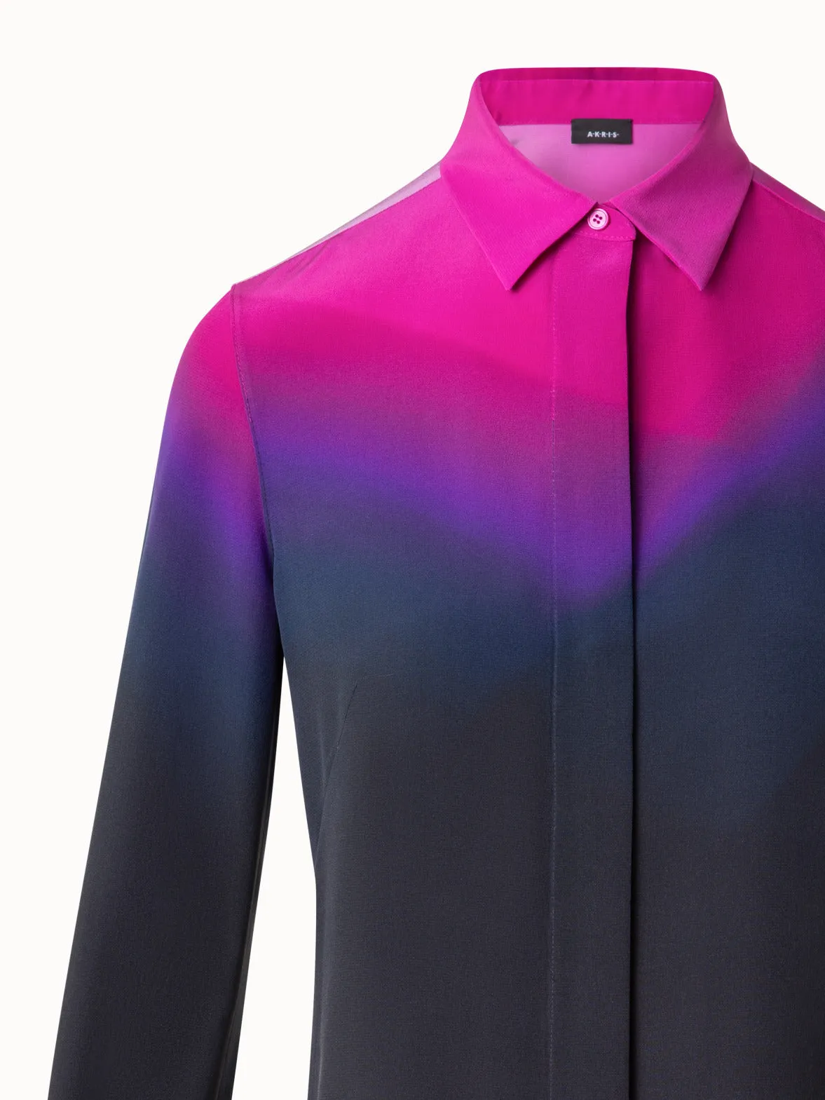 Silk Crêpe Blouse with Alta Magenta Print Akris