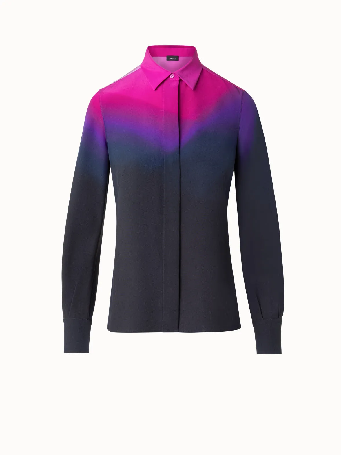 Silk Crêpe Blouse with Alta Magenta Print Akris